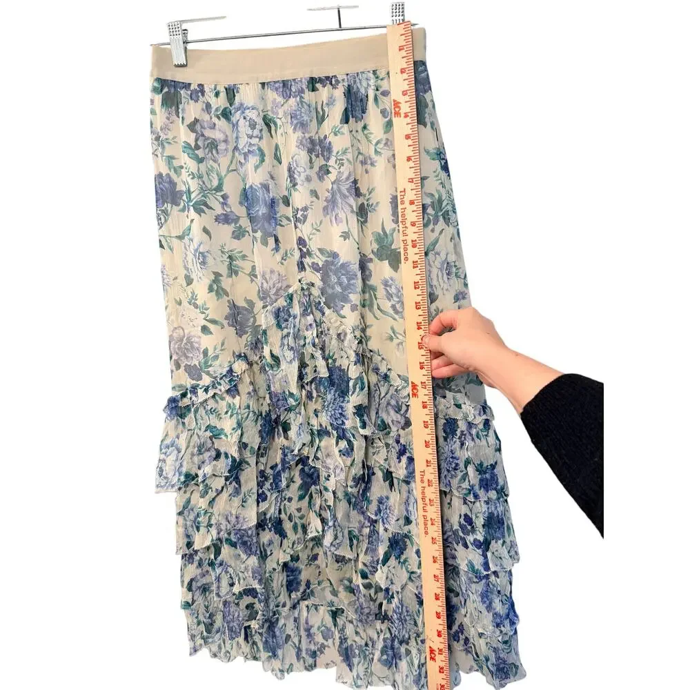Zimmermann 0 /UK 8/US 4 Moncur Floral Silk chiffon Midi Skirt $995 Ruffle NWT - Picture 12 of 13